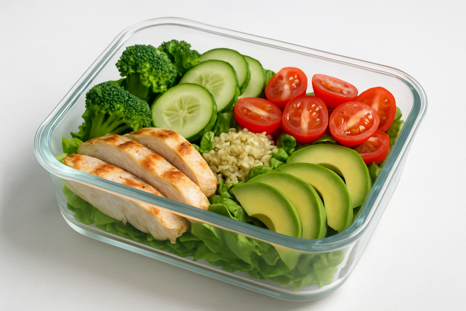 Lekka sałatka low carb w przezroczystym pojemniku